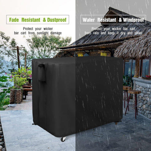 Set 44"x19"x36", Outdoor Bar Cart Cover for Best Choice Product Outdoor Rolling Wicker Bar Table Waterproof Serving