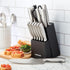 Farberware 15-Piece High-Carbon Stamped Stainless Steel Kitchen Knife Set with Wood Block