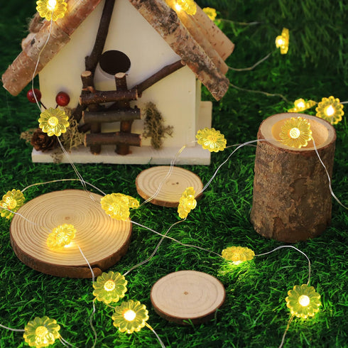 30 Sunflower String Lights Spring Fairy Lights, LED Copper String Lights with Remote Control & Battery Operated Novelty
