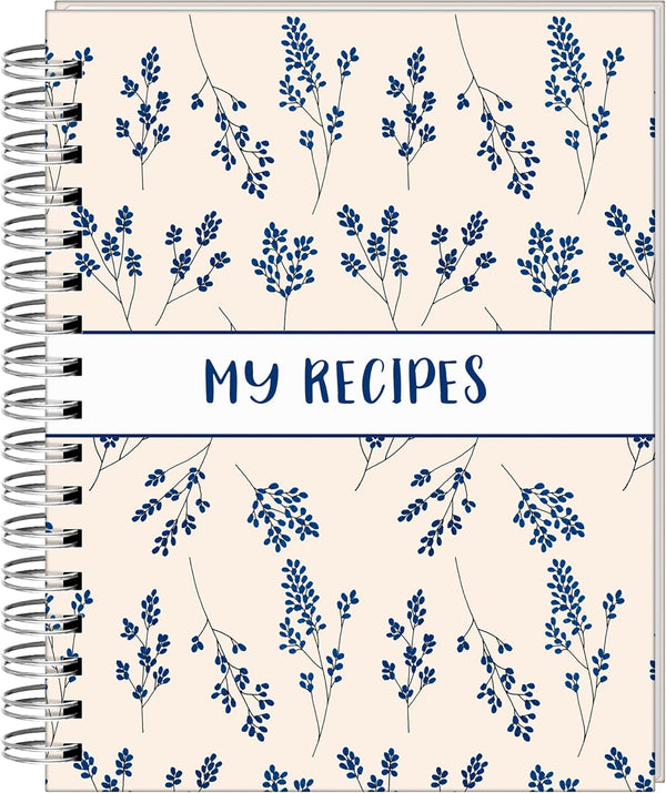 Recipe Notebook 7" x 9", Hardcover with 200 Template Pages, 8 Movable Dividers, 24 Category Stickers