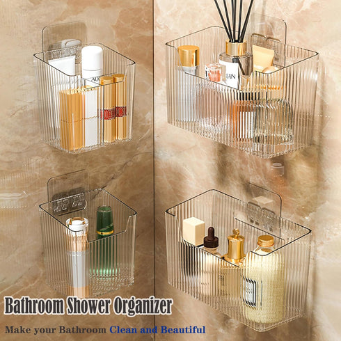 2 Packs Lae Nuvole Cabinet Door Organizer Wall Mounted Shower Basket, Shower Caddy Stackable Plastic Adhesive Organizer