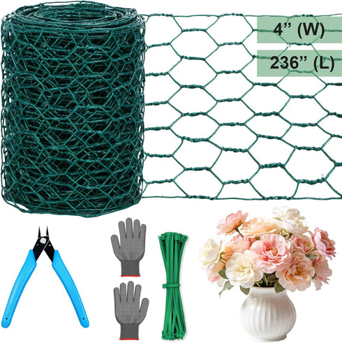 Floral Chicken Mesh for Craft, 4 x 236 Inch Galvanized Hexagonal Netting