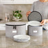 China Storage Container for Saucer, Bowls, Appetizer Plates - 7" W x 5.5" H with 12 Felt Dividers, Stackable