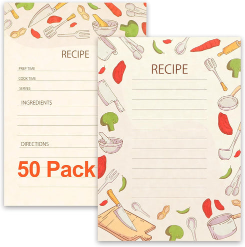 Toplive 50 Pack Recipe Cards: 4x6 Double Sided Kitchen Cards, Thick Cardstock for Bridal Showers and Housewarming Gifts