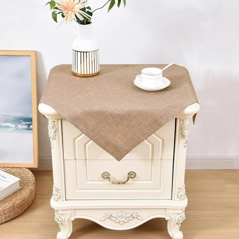 Wolkemer 2 Pack Faux Linen Small Square Tablecloth Heavy Duty Fabric Nightstand