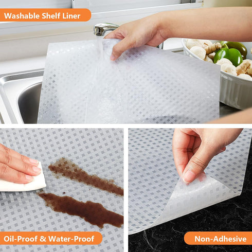 Shelf Liners for Kitchen Cabinets, Waterproof Drawer Mats, Durable Plastic Non Adhesive Fridge Liner, Clear 11.8 x 59