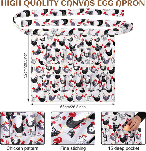 Silicherry 2 7 15 Pcs Egg Collecting Apron Chicken Egg Gathering Basket with Pouches Holding Apron with Pockets