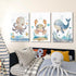 Set 3, 12x16 Inch Ocean Nursery Wall Art of Sea Animal Baby Boys Room Canvas Wall Decor Paintings, Watercolor Ocean