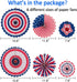 29PCS 4th of July Patriotic Decorations Set, Red White Blue Paper Fans, USA Flag Pennant, Star Streamer, Pom Poms,