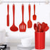 LIANYU 14 Pcs Cooking Utensils Set with Holder, Heat Resistant Silicone Kitchen Tools, Dishwasher Safe (Red)