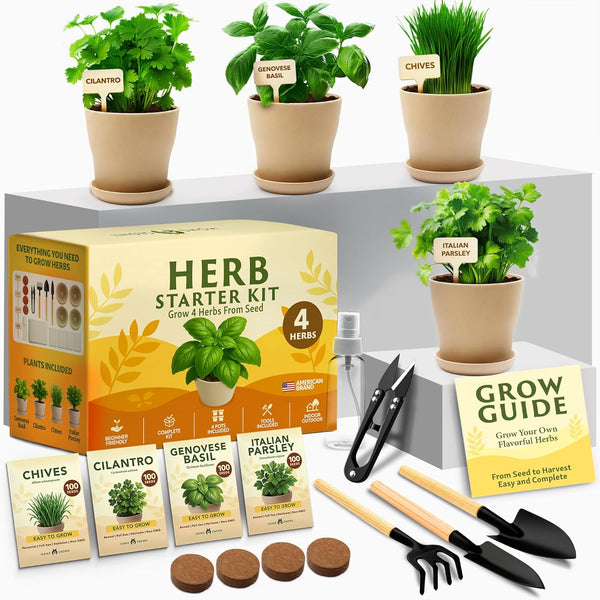 HOME GROWN Herb Garden Planter Indoor Kit Unique Christmas Gift for Adults,