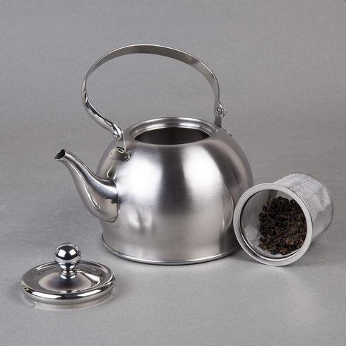 Creative Home Royal Tea 1.0 Quart Stainless Steel Stovetop Tea Kettle with Removable Infuser Basket