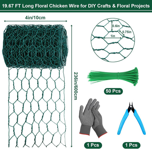 4 236 Inch Floral Chicken Mesh for Craft, x Galvanized Hexagonal Netting Roll, Lightweight Garden Poultry Fence