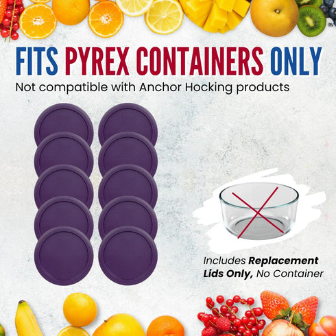 Replacement Lid for Pyrex 6" Storage Plastic Cover, 4 Cup Bowl 7201-PC Purple (10-Pack)