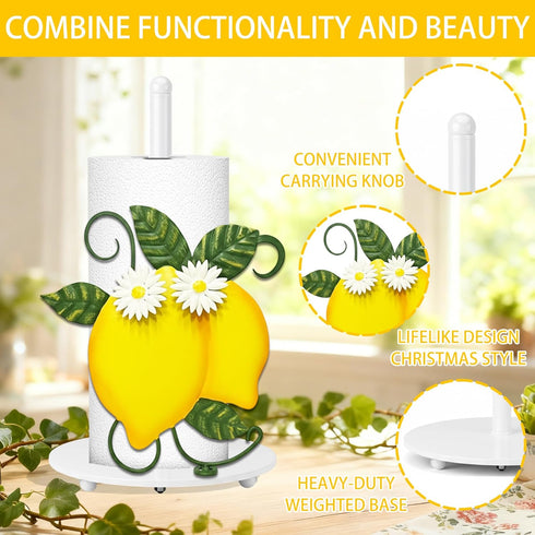 Summer Countertop Lemon Paper Towel Holder, Spring Lemon Decor for Cute Farmhouse Home Table, Housewarming Birthday