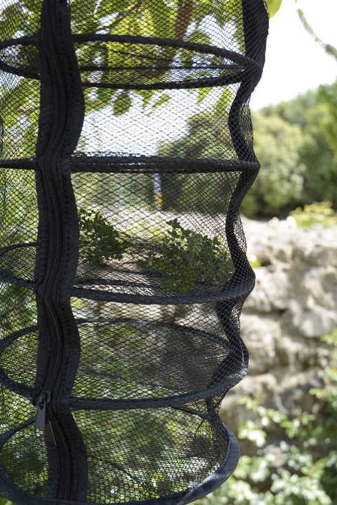 Natural Buy 9 Inch 7 Indoor/Closet Level Micro Hanging Dry Net Drying Rack for Herbs, Organizer, Freshner - Black Mash