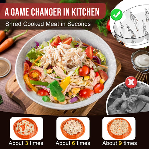 8 Inches, SoulLife Chicken Shredder Chicken Breast Shredder Tool, Cooked Meat Shredder with Clear Lid, Ergonomic