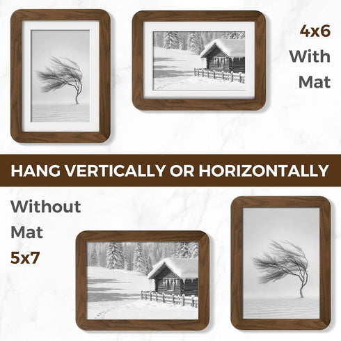 5x7 3 Pack, 5 7 4x6 5x7 Fun Memories Picture Frame USA-Sourced Walnut Wood Photo Frames with Plexiglass, Handcrafted