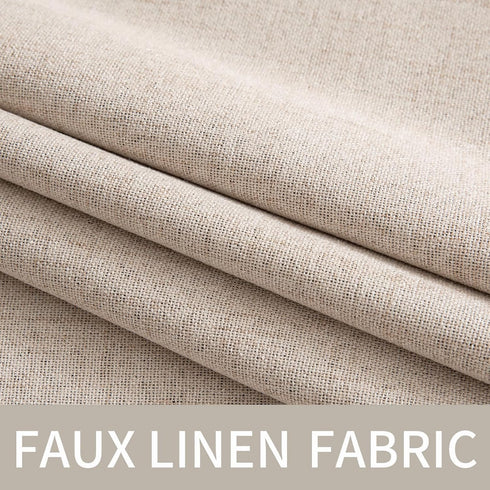 MIULEE 100% Blackout Linen Textured Curtains - Solid Thermal Insulated Natural Beige Grommet Drapes, 52 x 96 Inch, 2