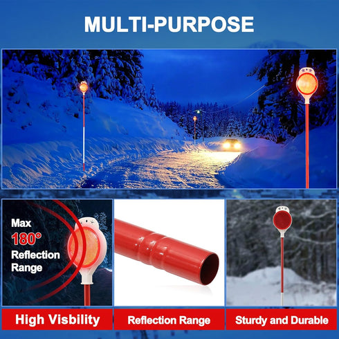 HOME RIGHT 8 Pack Markers,48 Inch Driveway Steel Metal Double Sided Driveway Reflectors,High Visibility Reflective