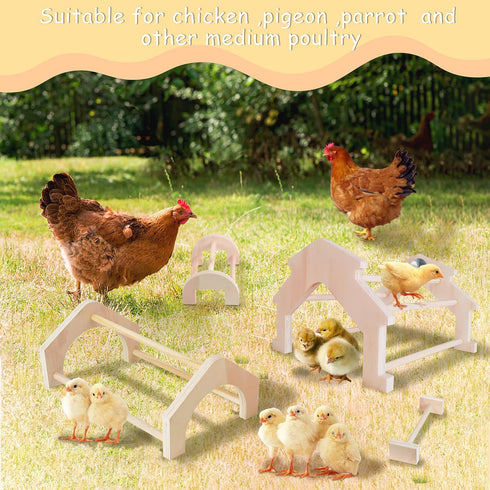 (4 Pack), Wooden Chicken Perch Jungle Gym Roosting Bar, Chicken Coop Accessories