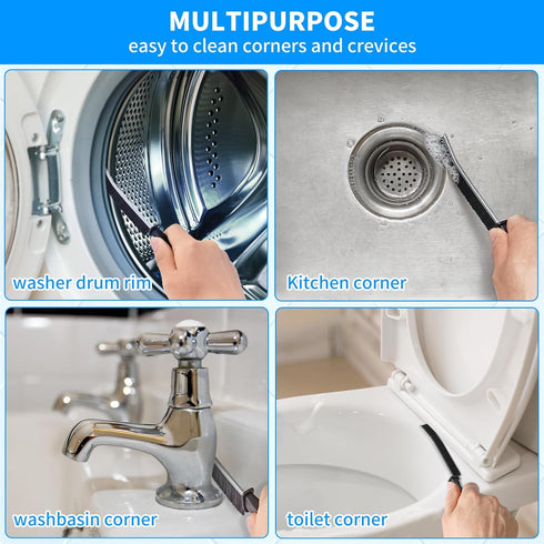 4TH Multi-Purpose Hard Bristle Cleaning Brush - Deep Reach Gap Tool for Household Use, 4 Pcs in Black