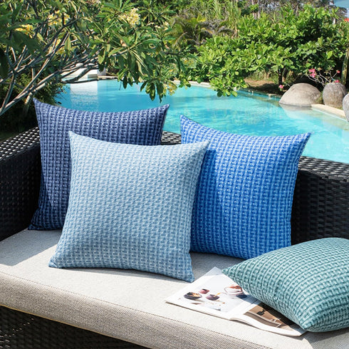 Pack 2 20x20 Inch, Kevin Textile Outdoor Waterproof Throw Pillow Covers of Farmhouse Decorative Cushion Covers