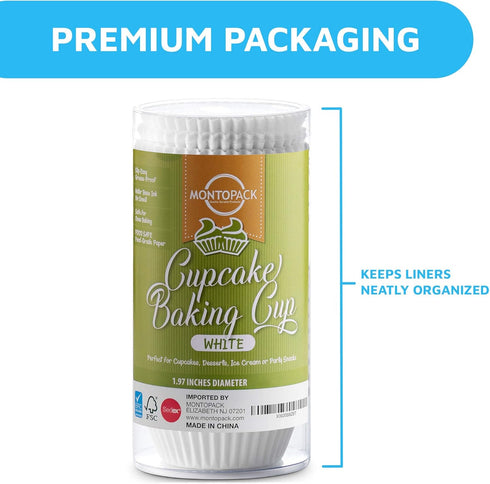 MontoPack White Cupcake Liners, 400 Standard Size Baking Cups, Greaseproof Muffin Liners for Desserts