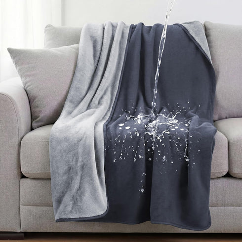 Tisancy Waterproof Blanket for Bed Couch Sofa, 50''x60'' Reversible & Washable, Fleece