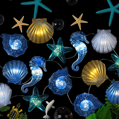 2 Sets 20 60 Xuhal Total FT LED Ocean Decor String Lights for Bedroom Beach Nautical Theme Lights of Marine Life