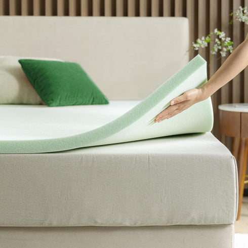 ZINUS 2 Inch Green Tea Memory Foam Mattress Topper, Smaller Convenient WonderBox Packaging, Pressure-Relieving Layers,