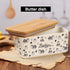 2 porcelain butter dish with lid, Natural bamboo lid, seal included for airtight butter dish, butter holder easily fits