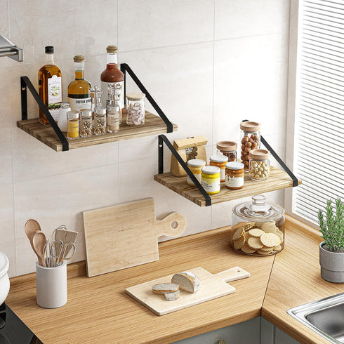 16.5 12 0.6in Fixwal X X Floating Shelves, Rustic Wood Large Wall Mounted Shelves for Decor Storage for Bedroom, Living