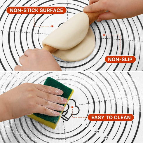 Silicone Baking Mat, 26" x 16" Non-slip Pastry Mat with Measurement for Cookies, Macarons, and Bread