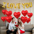 KatchOn I Love You Balloons Set, 18 Inch, Pack of 18, Foil Red Heart Balloons for Valentine's Day Decorations