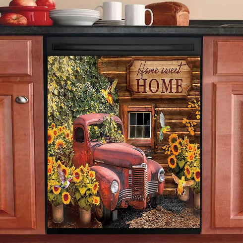 Home Sweet Home Dishwasher Magnet Door Cover - Farm Sunflower Decorative, Hummingbird Fridge Magnetic Panel