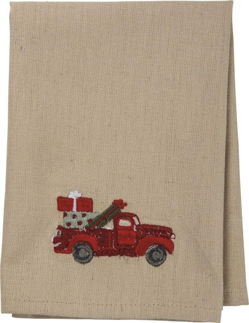 Primitives by Kathy Stitch Art Dinner Napkins Set - Truck with Christmas Tree