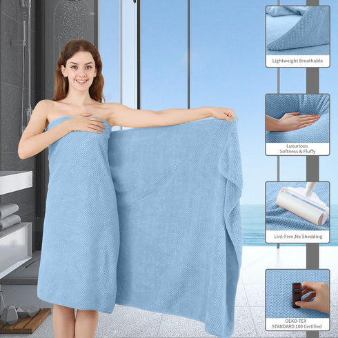 8 Set |2 Sheet,2 4 600GSM Set Piece Bathroom Towel Blue Oversized Large Bath Towels Hand Towels and Washcloths| Ultra