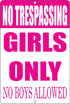 Rogue River Tactical Funny No Trespassing Girls Only Metal Tin Sign, 12x8 Inch, Wall Décor for Daughter No Boys Allowed