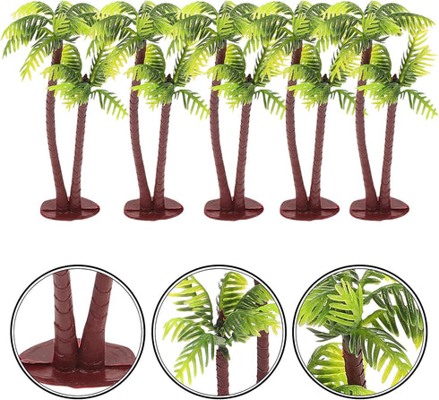 Amosfun 5Pcs Plastic Coconut Palm Model Trees, Artificial Trees, Miniature Plant for Cake Decorations