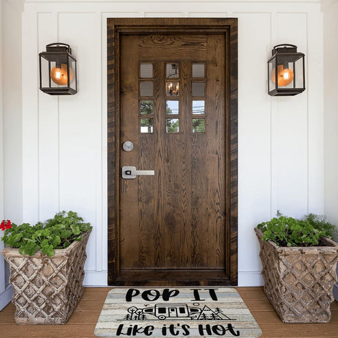 Welcome Mats for Front Door, Pop It Like Its Hot Camping Doormat, Non-Slip Indoor Mats, 16x24 Inch