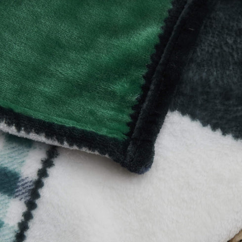 63x87, Tache Forest Green Farmhouse Super Soft Micro Fleece Plaid Patchwork Plush Lightweight Dual-Sided Decorative