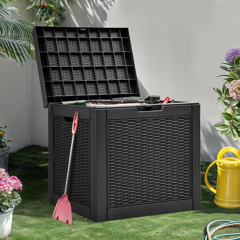 32 YITAHOME Gallon Outdoor Storage Box, Water Resistant Resin Deck Box, Indoor Outdoor Lockable Storage Container