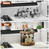 12" 2 Countertop KLM Wood Lazy Susan, Rotating Spice Rack, Tier Spice Turntable Organizer, Industrial Turntable Spice