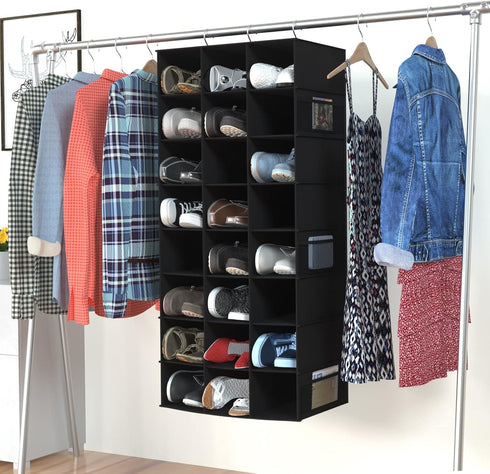 Closet, 24 coastal rose Hanging Shoe Organizer for Sections Shoe Holder Hanger Rack, Space-Saving Shoe Organizers