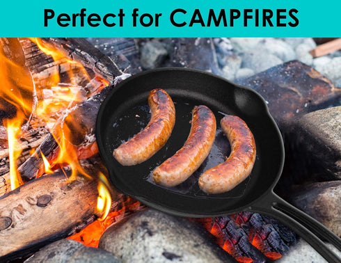 Mirro 8" Pre-Seasoned Cast Iron Skillet, Safe for Indoor & Outdoor Grill Cooking