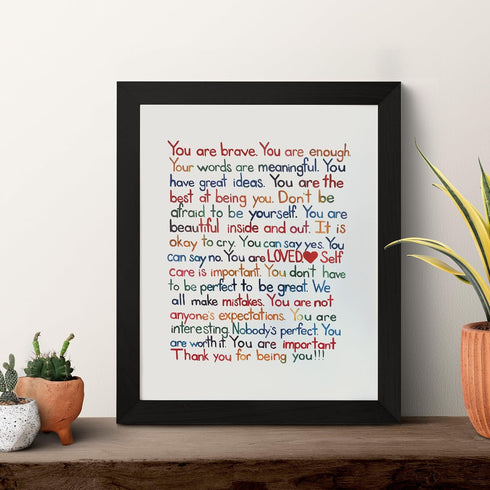 AMERICAN LUXURY GIFTS You Are Brave Inspirational Poster, Motivational Wall Art Print 8x10