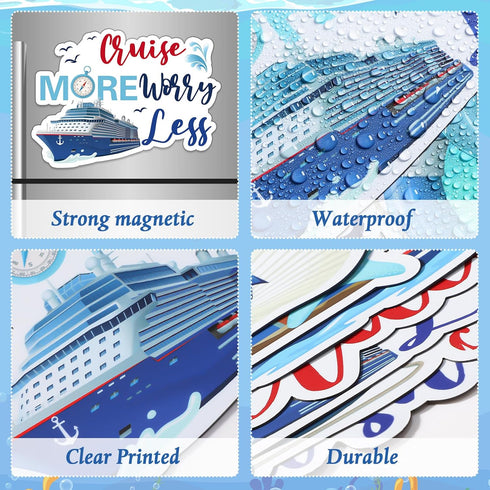 12 Pieces Cruise Door Magnets Decorations - Sea Navigation Ship Refrigerator Stickers for Carnival Cruise Party