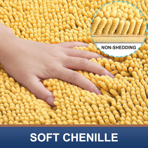 smiry Chenille U-Shaped Toilet Bathroom Rugs, Soft Absorbent Non-Slip Contoured Rugs, Machine Washable Bath Mats for