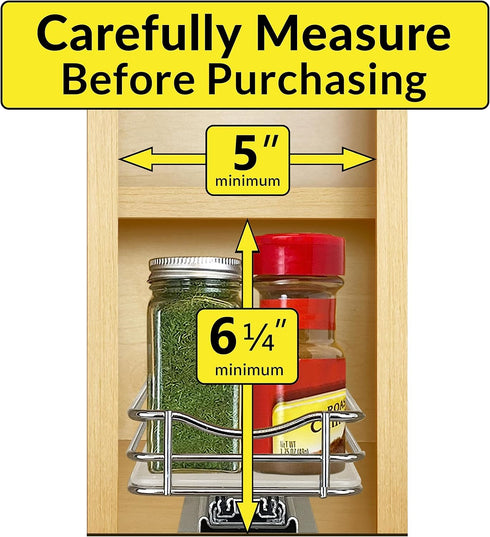 4-3/8 inch 1 LYNK PROFESSIONAL Pull Out Spice Organization for Cabinets - Wide Spice Rack for Inside Cabinets, Slide